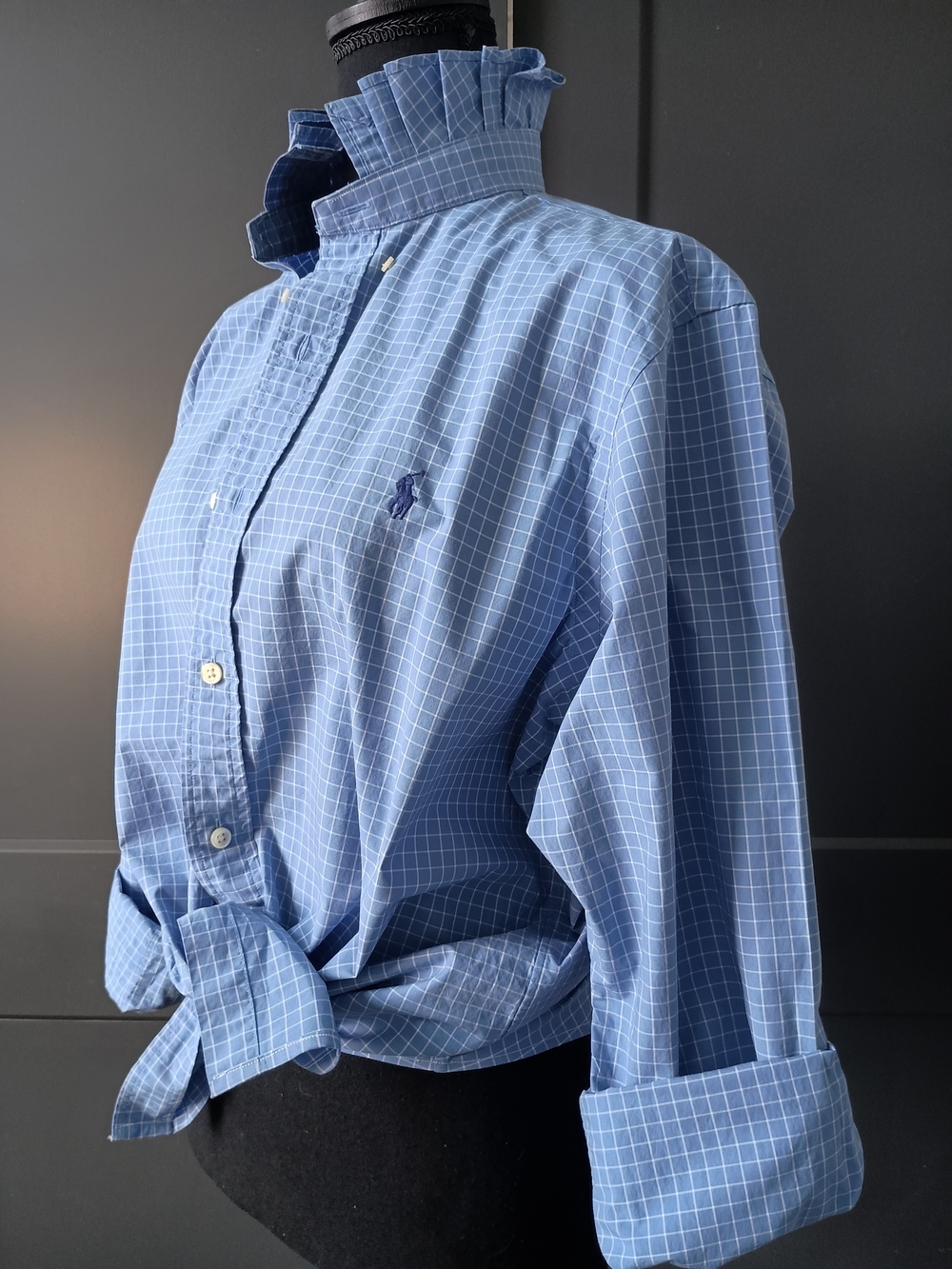 Upcycled Women's Ralph Lauren Ruffled Collar Shirt #115